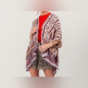 ANGIE Floral Bell Sleeve Kimono EUC